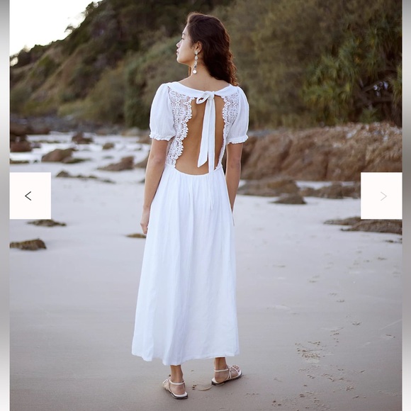 Free People White Lace Cotton Midi Dress - Picture 3 of 14